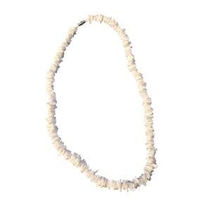 Vintage White Puka Shell Chip Necklace Surfer Beach Coastal Unisex Barrel Clasp